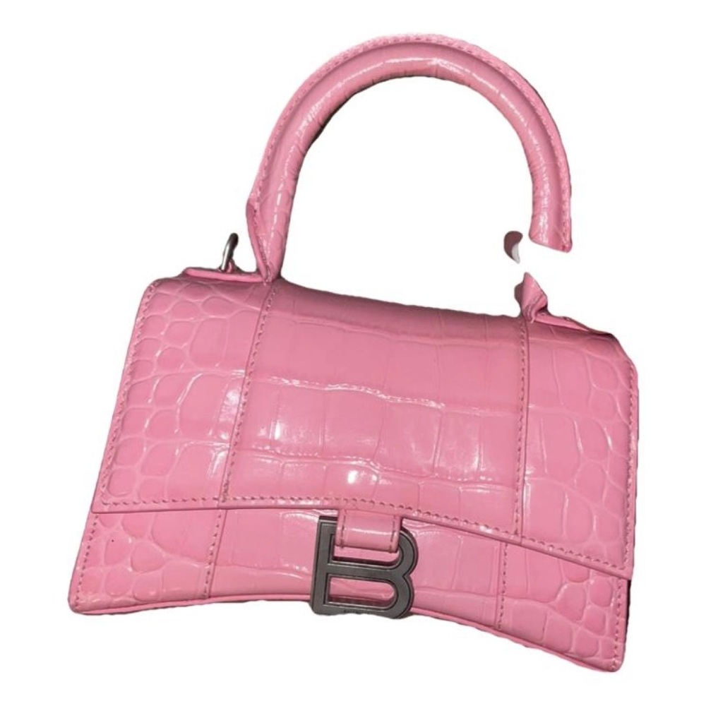 Balenciaga Pink xs hourglass Bag in croc